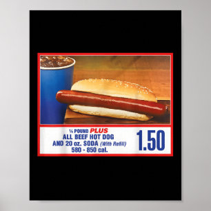 Póster $1.50 Food Court Hot Dog And Soda Combo