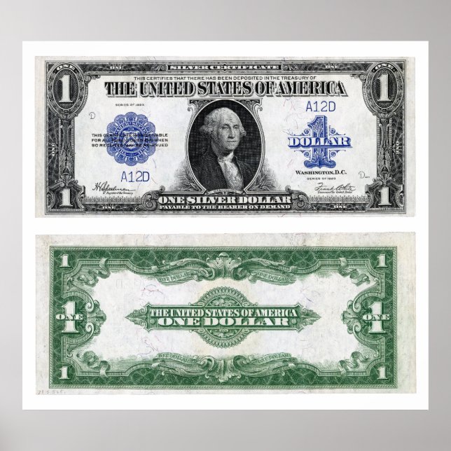 Póster $1 Certificado de Plata de Billetes de 1923 (Frente)