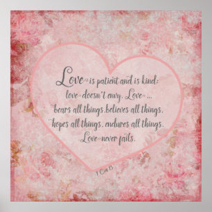 Póster 1 Cor 13 - El amor es paciente El amor es bondados