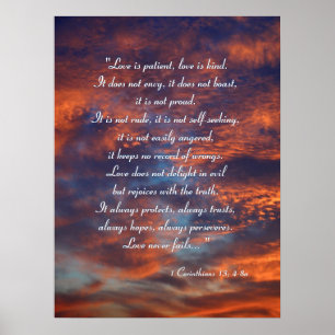 Póster 1 Corinthians 13; 4-8a - Poster inspirador