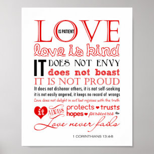 Póster 1 Corinthians 13 Wall Art: El amor es paciente y a