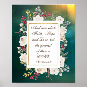 Póster 1 Corintios 13:13 El más grande es el amor las ros