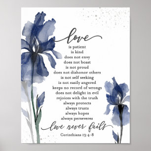 Póster 1 Corintios 13:4-8 El amor es el iris azul pacient