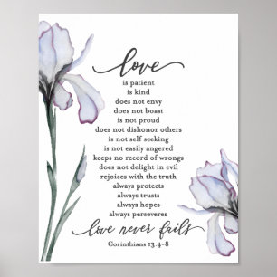 Póster 1 Corintios 13:4-8 El amor es el paciente Lavanda