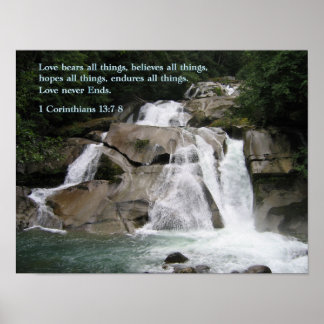 Póster 1 Corintios 13:7-8 Cascada