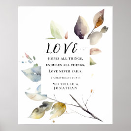 Póster 1 Corintios 13:8 El amor nunca falla la Biblia Bod