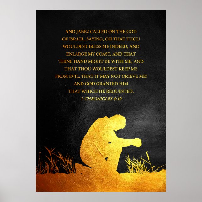 Póster 1 Crónicas 4:10 Verso de la Biblia (Frente)