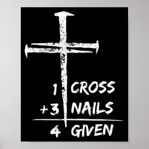 Póster 1 cruz 3 clavos perdonado regalo cristiano de pasc