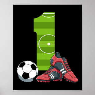 Póster 1 Cumpleaños Fútbol Primer Cumpleaños Niños Fútbol