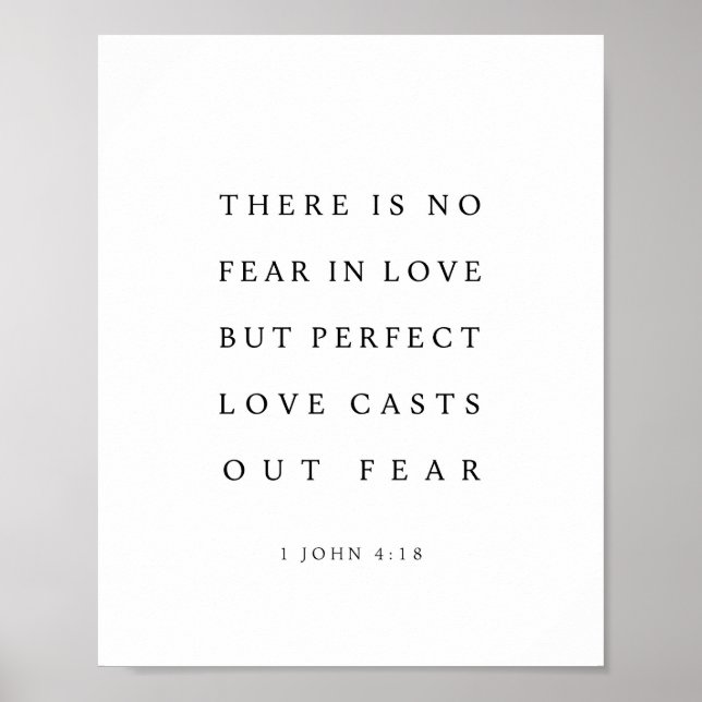 Póster 1 Juan 4:18 El amor perfecto echa fuera el temor (Frente)