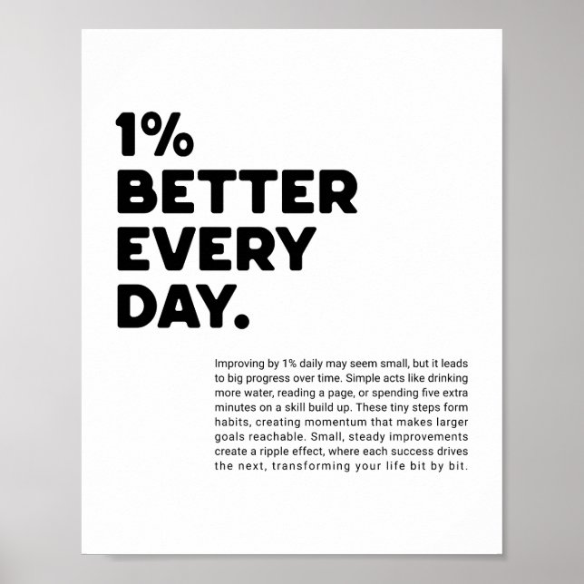 Póster 1% mejor cada día de motivación (Frente)