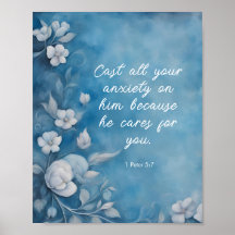 1 Pedro 5:7 “Echen toda su ansiedad” Floral Azul
