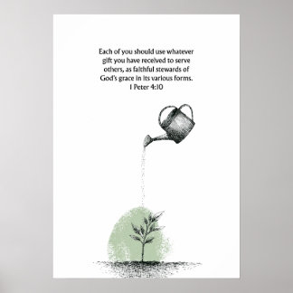 Póster 1 Peter 4:10 Bible Verse Christian Faith Wall Art