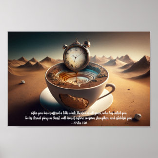 Póster 1 Peter 5:10 Desierto Surreal Clock Mug