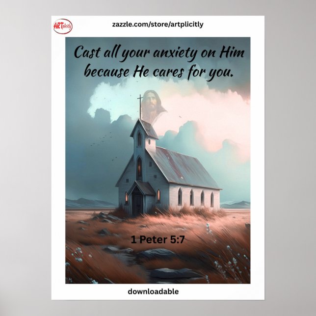 Póster 1 Peter 5:7 (Frente)
