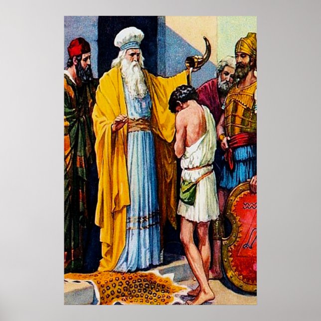 Póster 1 Samuel 16:1-13 Samuel Anoints David como Rey (Frente)