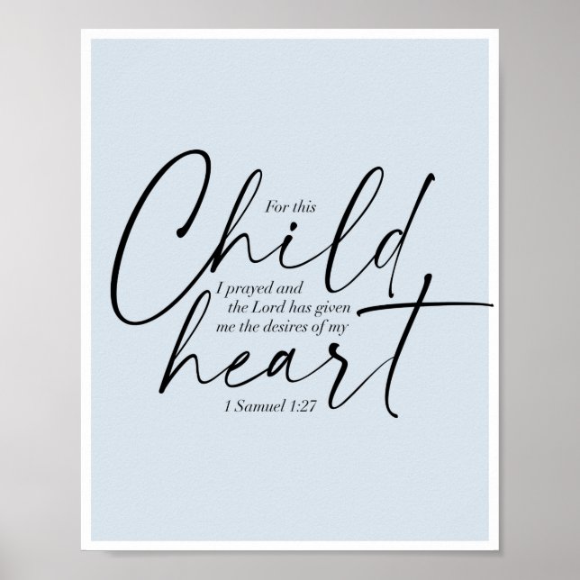 Póster 1 Samuel 1:27 Fondo azul de doble fuente (Frente)