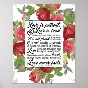 Póster 1Corintios 13:4-8 El amor es amor al paciente es a