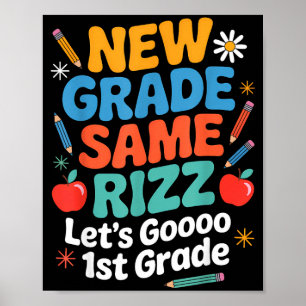 Póster 1er grado de vuelta a la escuela nuevo grado mismo