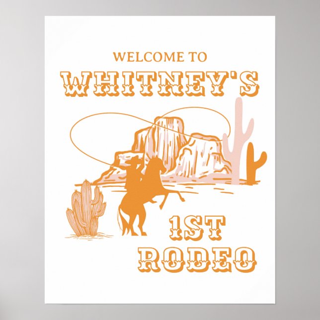 Póster 1er Rodeo, Cumpleaños Primer Rodeo, Cumpleaños Vaq (Frente)