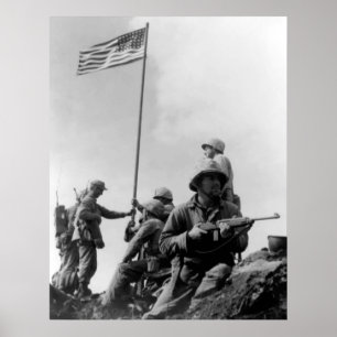 Póster 1r Bandera que aumenta en Iwo Jima