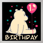 Póster 1st Birthday 1 Year Baby Bear| Colorful Decor<br><div class="desc">this bear table confetti is available on various occasions,  such as birthday parties,  anniversaries,  weddings,  baby shower,  or other indoor and outdoor activities,  which can better decorate your party and make the whole decoration more delightful</div>