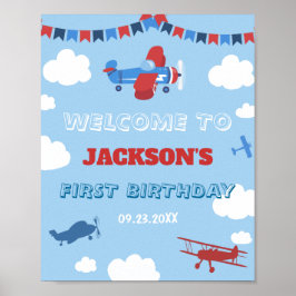 Póster 1st Birthday Airplane ONE Year Has Flown Welcome