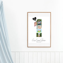 Póster 1st Birthday Photo Collage Poster Keepsake