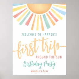 Póster 1st Birthday Trip Around The Sun Welcome Sign