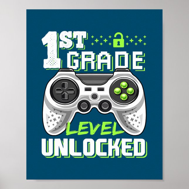 Póster 1st Grade Level Unlocked Video Game Back to (Frente)