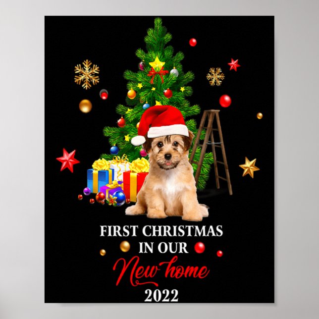 Póster 1st Xmas In Our New Home Xmas Norfolk Terrier T Sh (Frente)