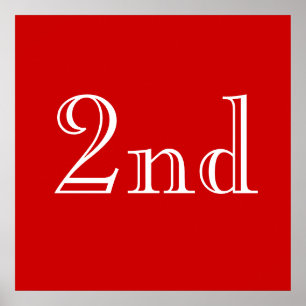 Póster 2º. Texto personalizado. Rojo y blanco.