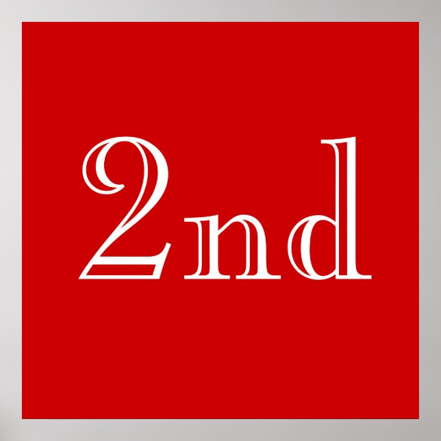 Póster 2º. Texto personalizado. Rojo y blanco. (Frente)