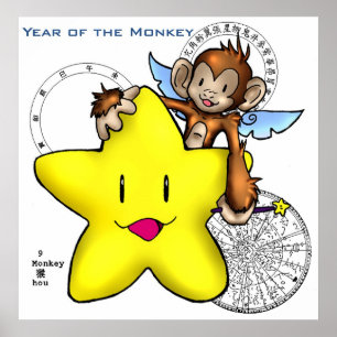Póster ¡2004 Año del mono! (estrella)