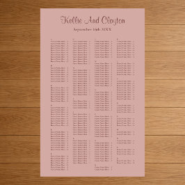 Póster 200 Cinnamon Rosa Sencilla de Asientos Boda