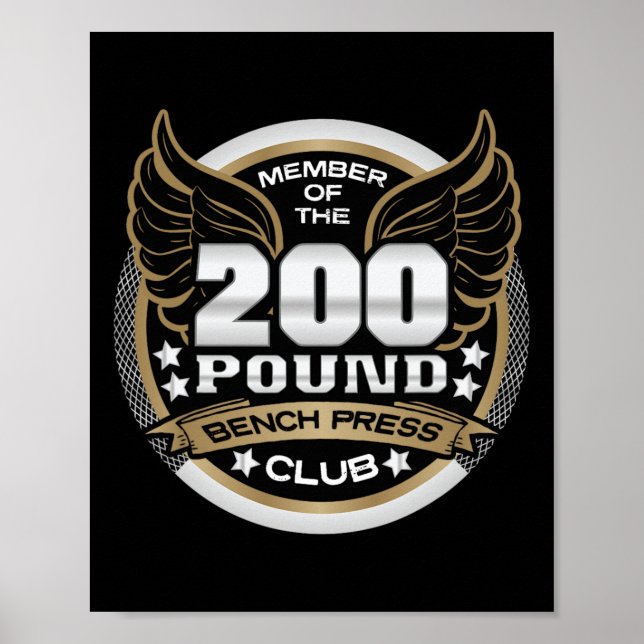Póster 200 Pound Bench Press Club For Weightlifter Gym  (Frente)