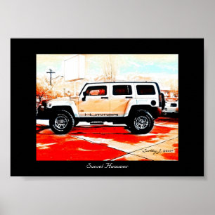 Póster "© 2010 S.J. de Hummer de la puesta del sol"