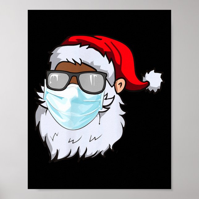 Póster 2020 Papá Noel con mascarilla negro afroamericano  (Frente)