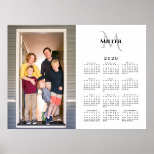 Póster 2020 Personalizado del calendario Nombre del monog