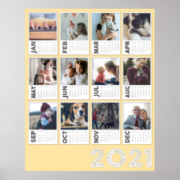 Póster 2021 Año Calendario Poster de Collage de fotos mod