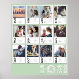 Póster 2021 Año Calendario Poster de Collage de fotos mod