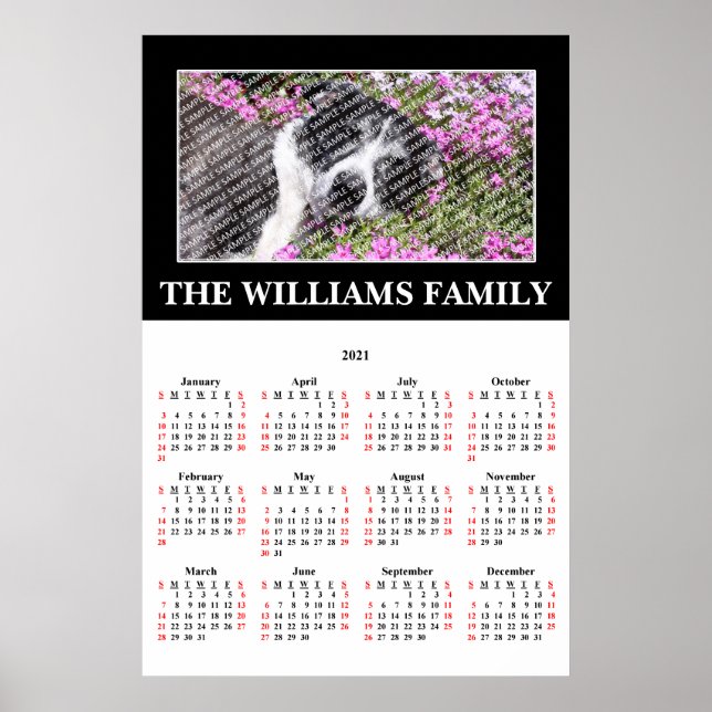 Póster 2021 Su Poster de calendario Personalizado de foto (Frente)