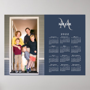 Póster 2022 Personalizado del calendario Foto Monograma N