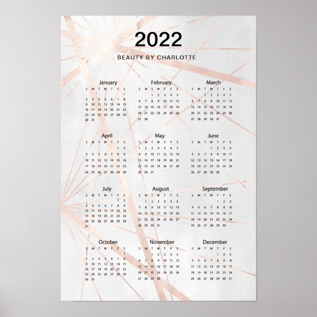 Póster 2022! Poster de calendario de acuarela moderna. (Frente)