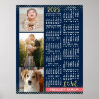 2023 Calendar Navy Coral Gold Family Photo Collage