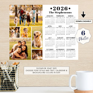 Póster 2023 Calendario 6 Collage de fotos Poster personal