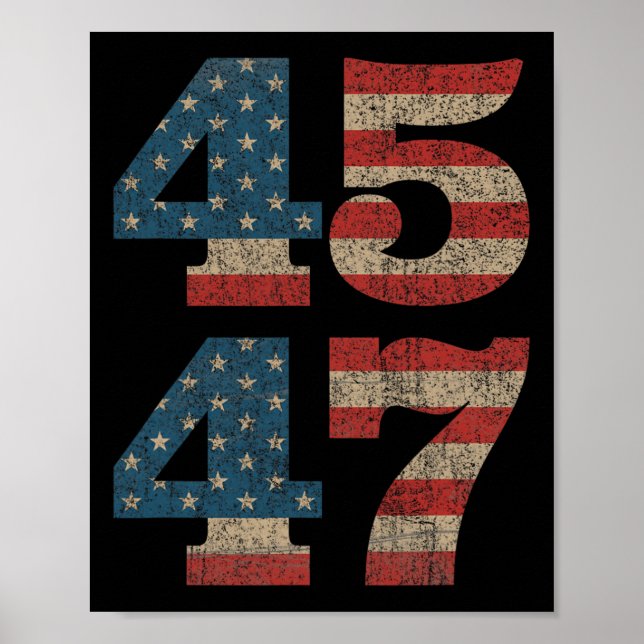 Póster 2024 45 47 Retro 4547 Bandera estadounidense de ép (Frente)