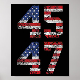 Póster 2024 45 47 Vintage American Flag Retro 4547 Us 202