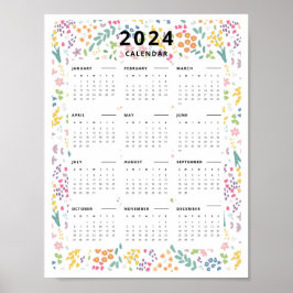 Póster 2024 A Glance Calendar Wildflower Pattern