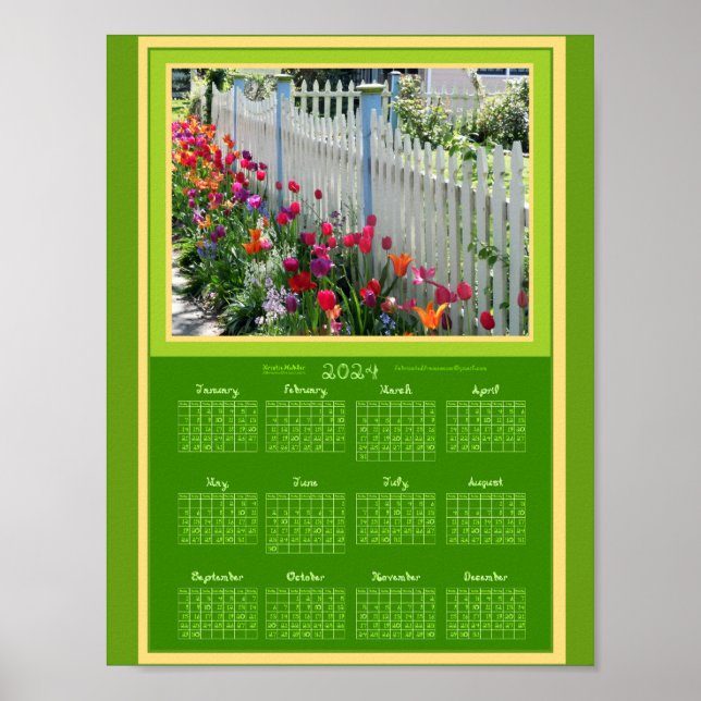 Póster 2024 Calendario Tulips Garden Foto Imprimible o (Frente)